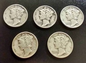 (5) Mercury Dimes