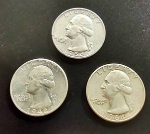(3) Silver Washington Quarters