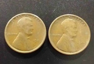 (2) 1909 Wheat Pennies - 1st Year