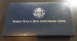 US Mint WW2 50th Anniversary Coin Set - Beautiful Silver Dollar