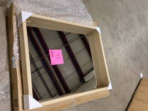 Home Decorators Collection 22 in. W x 28 in. H Light Brown Wood Vanity Mirror Customer Returns See Pictures