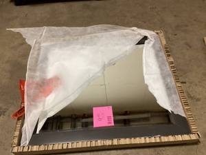 Home Decorators Collection Windlowe 28 in. W x 32 in. H Rectangular Wood Framed Wall Bathroom Vanity Mirror in Gray Customer Returns See Pictures