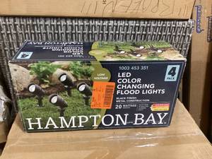 Hampton Bay Low Voltage Black Hardwired CCT Integrated LED Outdoor Landscape Flood Light with Adjustable Head (4-Pack)    Customer Returns See Pictures