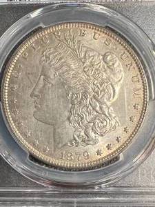 1879 US MORGAN SILVER DOLLAR PCGS AU DETAILS