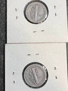 2 US MERCURY DIMES 1937 1938