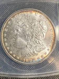 1897 US MORGAN SILVER DOLLAR ANACS MS64