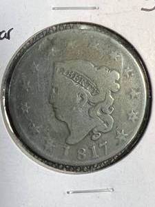 1817 US 13 STAR BRAIDED HAIR LARGE CENT