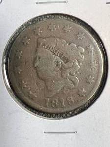 1818 US BRAIDED HAIR LARGE CENT