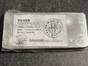 10 TROY OZ .999 FINE SILVER NADIR BAR
