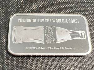 1 TROY OZ .999 FINE SILVER COCA COLA BAR