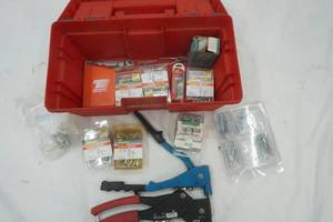 Red Tool Box with Rivets & Rivet Tools
