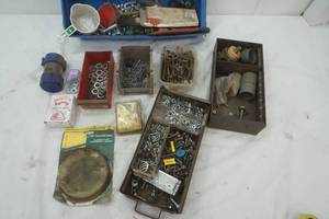 Variety of nuts, bolts, hanging wire, screws and more