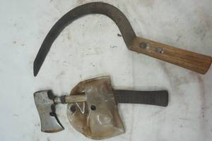 Small ax and Vintage Hand Sickle