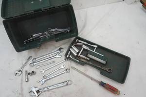 Green Tool box with Tools