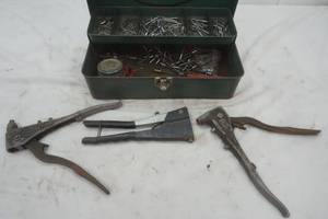 Green Tool box with Rivets & Rivet tools