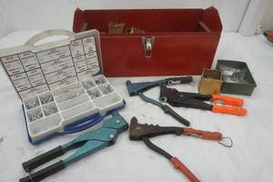 Red Tool Box with Rivets Supplies and devices