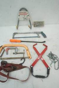 Two Hand Saws, clamps, screwdriver and  more