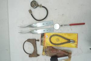 Gauge, Service tool oil filter wrench, mirror, grease hose and more