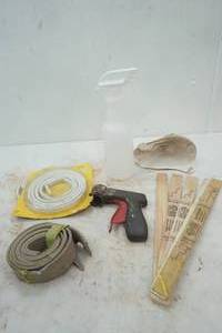 window seal, paint sticks, sprayer and filters