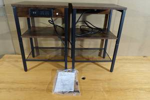 lot 180 image: Set of Side Tables with Power - 15 x 11 x 22