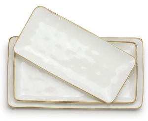 lot 6 image: Famiware 3-Piece Rectangular Stoneware Serving Set -Vanilla White