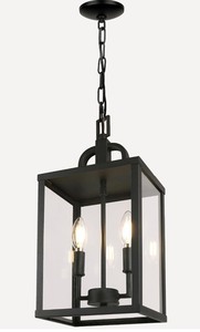 lot 33 image: Large IndoorOutdoor Pendant Light -Black, 8.25x6.5x17.25 Max 65 Hang