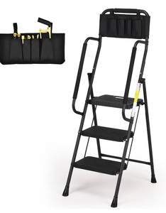 lot 35 image: HB Tower Steel 3-Step Stool Ladder -Black
