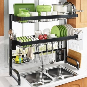 lot 50 image: Over Sink Dish Drying Rack 3-Tier 25.6-35.5