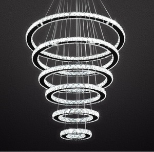 lot 51 image: Siljoy Modern Crystal 6-Ring Chandelier