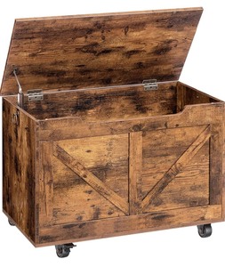 lot 66 image: Hoobro Sturdy Wooden Storage Chest 29.5 -Rustic Brown