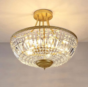 lot 68 image: Wingbo 5-Light Semi Flush Mount Ceiling Light -Gold