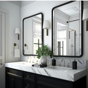 lot 82 image: Ushower 2-Pack Black Metal Bathroom Mirrors 24x26