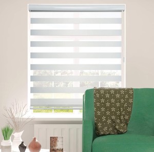 lot 118 image: ShadesU Custom Size Zebra Shade Blinds 48x72 White