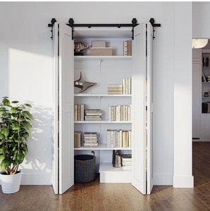 lot 122 image: Smartstandard 5.364 Bi-Folding Sliding Barn Door Hardware Kit