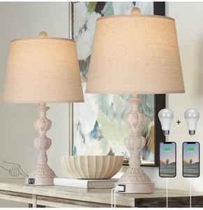 lot 136 image: 2-Pack Touch Control Coastal Farmhouse Table Lamp Set