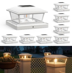 lot 150 image: 8-Pack Outdoor Solar Post Lights -White