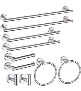 lot 156 image: 10 Piece Brushed Nickel Bathroom Hardware Set
