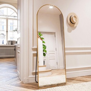 lot 138 image: Arched Full Length Free Standing Mirror  -Gold, 64x21