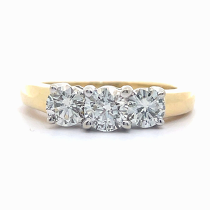 1 Carat Natural Diamond Three-Stone Ring in 14k Two-Tone Gold $2,799 Retail