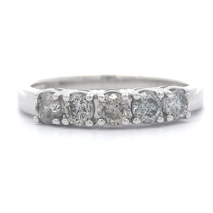 1 Carat Natural Diamond Five-Stone Anniversary Bridal Ring in White Gold $2,445 Retail