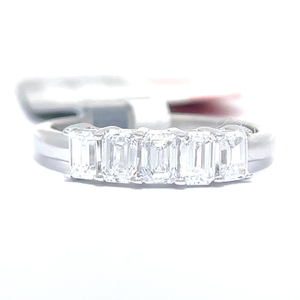 1 Carat Diamond Emerald Cut Five-Stone Ring in White Gold Retail Tag $2,999