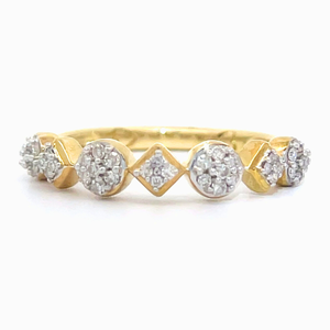 0.15 Carat Pave Diamond Geometric Top Stack Ring in Yellow Gold $999 Retail