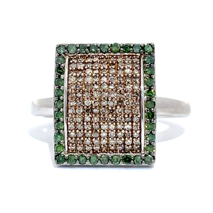 1 Carat Fancy Yellow & Green Diamond Geometric Ring