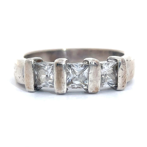 Princess Cubic Zirconia Three-Stone Channel Bar Ring