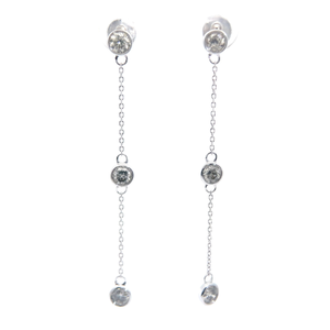 1 Carat Natural Diamond Station Chain Linear Dangle Earrings in 14k White Gold $2,950 Retail