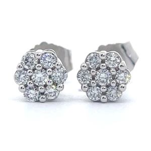 0.33 Carat Diamond Flower Cluster Stud Earrings in White Gold $999 Retail