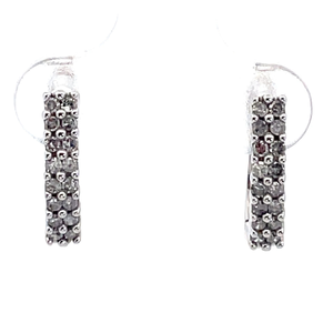 0.33 Carat Diamond Pave Double Row Oblong Hoop Earrings in White Gold