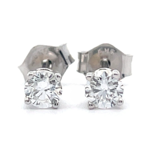0.25 Carat Diamond Round Solitaire Stud Earrings in White Gold