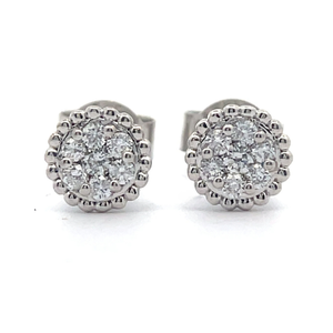 0.25 Carat Diamond Flower Cluster Milgrain Stud Earrings