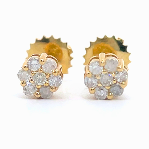 0.25 Carat Diamond Round Flower Cluster Stud Earrings in 14k Yellow Gold